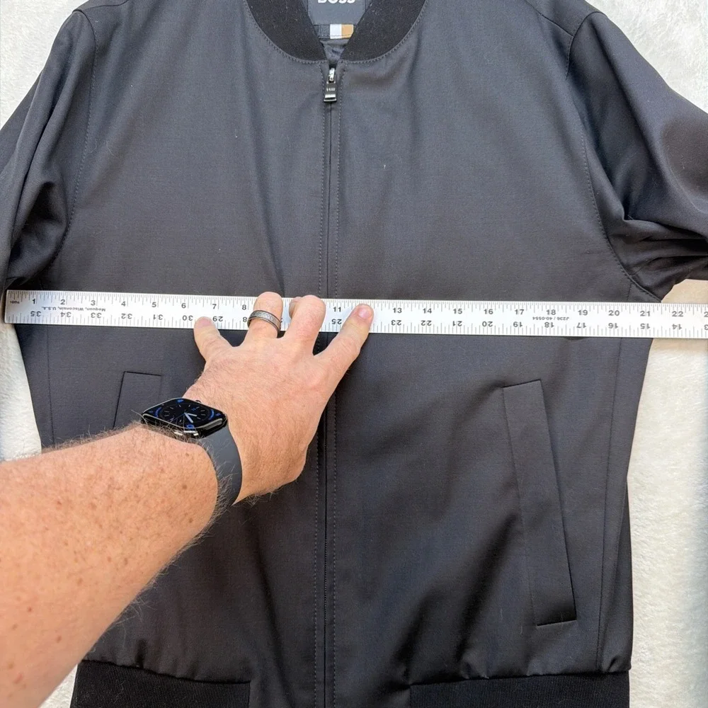 BOSS Hugo Boss Super 120 Italian‎ Wool Bomber Jacket Luxury Black Men's 40R